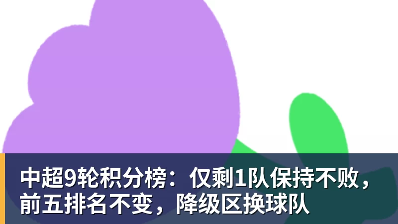 乐鱼体育中超9轮积分榜：仅剩1队保持不败，前五排名不变，降级区换球队