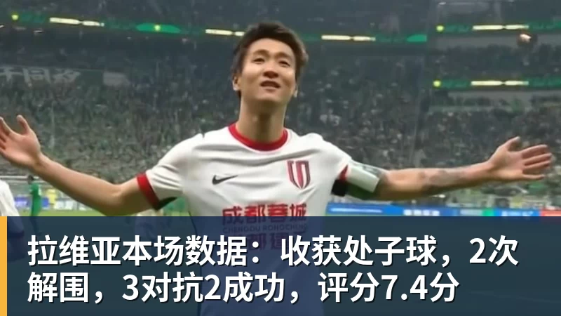 乐鱼体育拉维亚本场数据：收获处子球，2次解围，3对抗2成功，评分7.4分