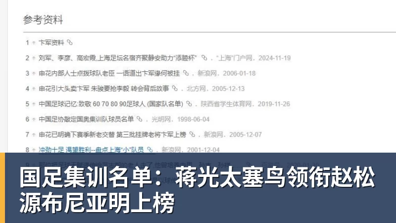 国足集训名单：蒋光太塞鸟领衔赵松源布尼亚明上榜